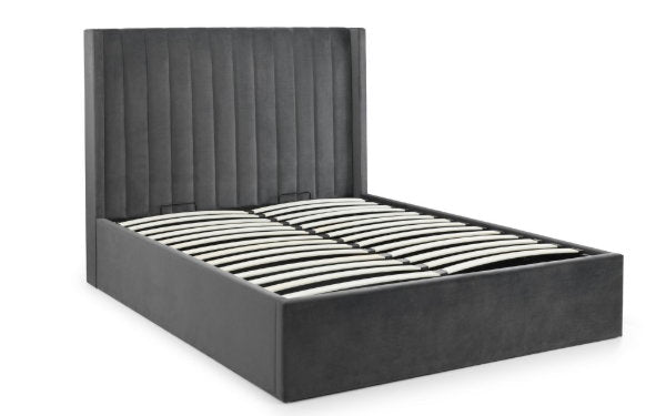 Langham Scalloped Headboard Storage Bed 150cm Grey - Living with Luxury