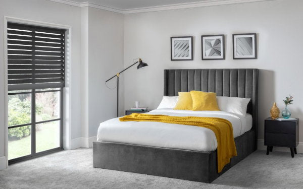 Langham Scalloped Headboard Storage Bed 150cm Grey - Living with Luxury