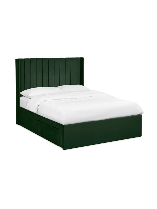 Leila Bottle Green Dual Storage Door 150cm Kingsize Bed - Living with Luxury