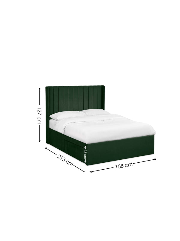 Leila Bottle Green Dual Storage Door 150cm Kingsize Bed - Living with Luxury