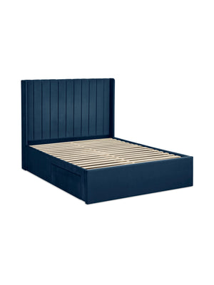Leila Royal Blue Dual Storage Door 135cm Double Bed - Living with Luxury