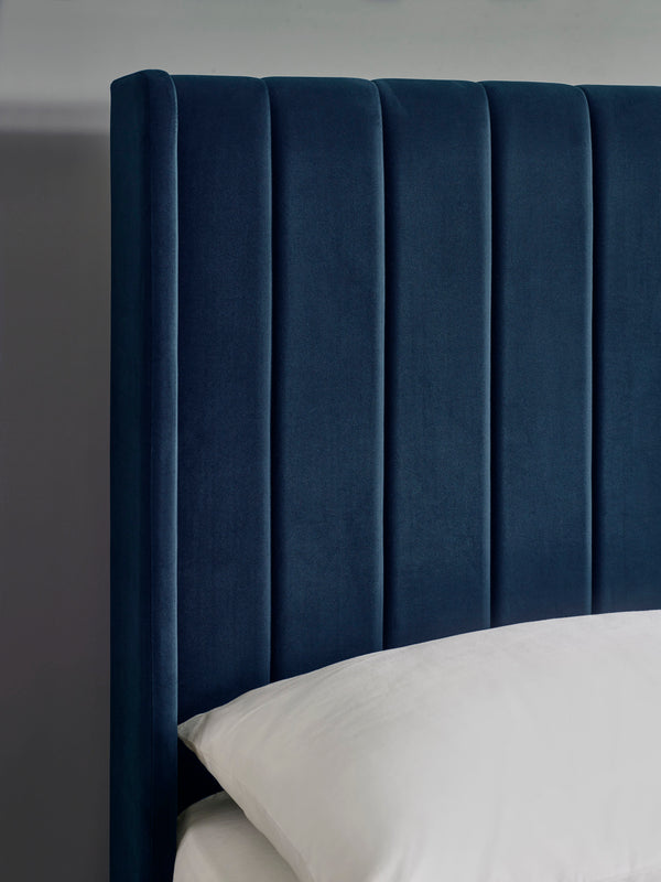 Leila Royal Blue Dual Storage Door 135cm Double Bed - Living with Luxury