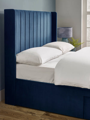 Leila Royal Blue Dual Storage Door 135cm Double Bed - Living with Luxury