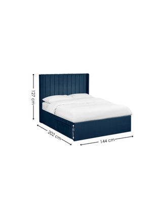 Leila Royal Blue Dual Storage Door 135cm Double Bed - Living with Luxury