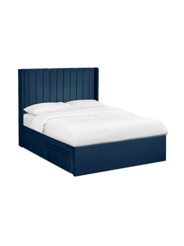 Leila Royal Blue Dual Storage Door 150cm Kingsize Bed - Living with Luxury