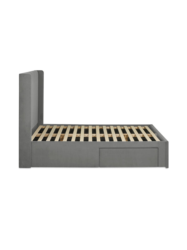 Leila Steel Grey Dual Storage Door 135cm Double Bed - Living with Luxury