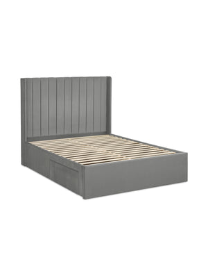 Leila Steel Grey Dual Storage Door 135cm Double Bed - Living with Luxury