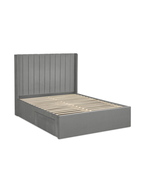 Leila Steel Grey Dual Storage Door 135cm Double Bed - Living with Luxury