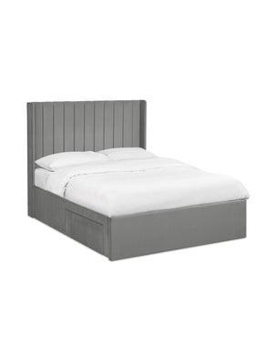 Leila Steel Grey Dual Storage Door 135cm Double Bed - Living with Luxury