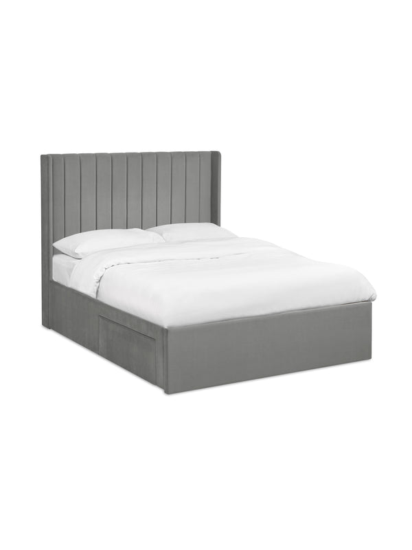 Leila Steel Grey Dual Storage Door 135cm Double Bed - Living with Luxury