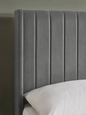Leila Steel Grey Dual Storage Door 135cm Double Bed - Living with Luxury