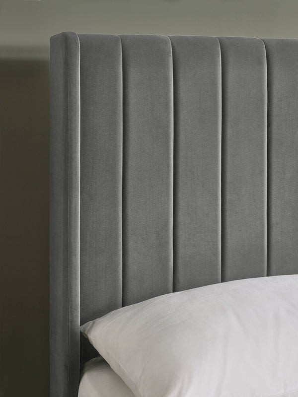 Leila Steel Grey Dual Storage Door 135cm Double Bed - Living with Luxury