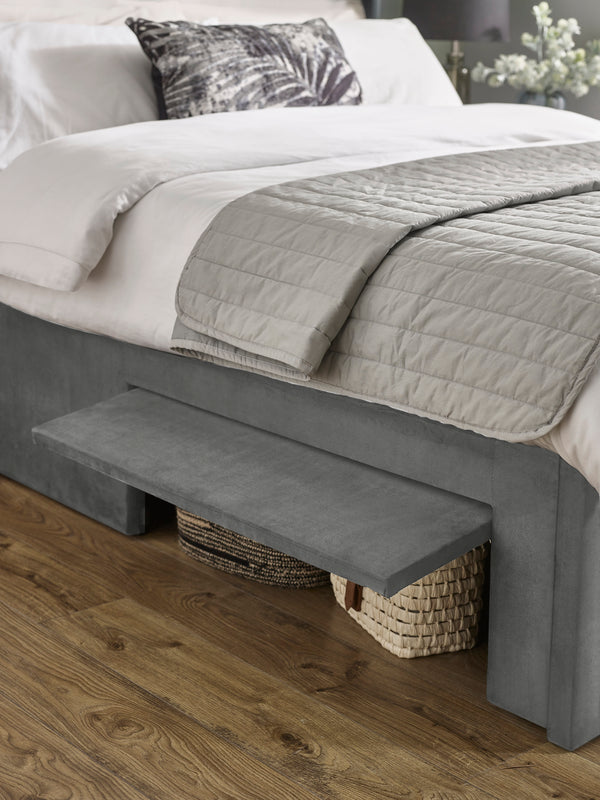 Leila Steel Grey Dual Storage Door 135cm Double Bed - Living with Luxury