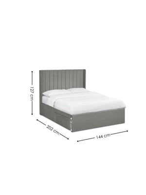 Leila Steel Grey Dual Storage Door 135cm Double Bed - Living with Luxury