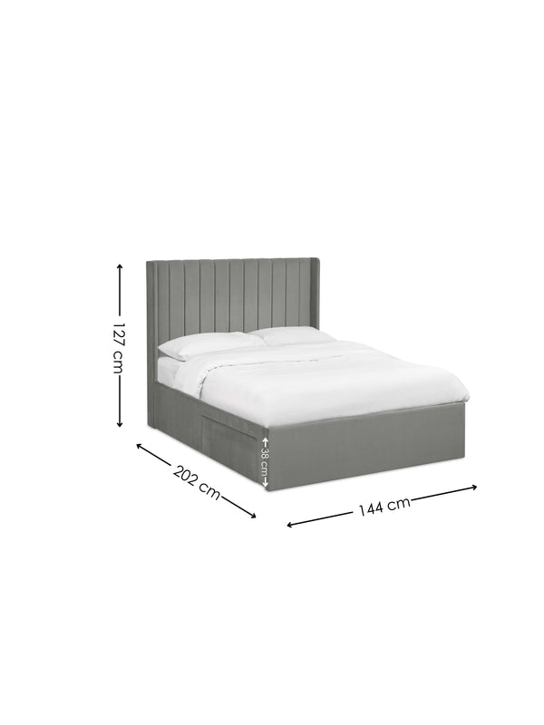 Leila Steel Grey Dual Storage Door 135cm Double Bed - Living with Luxury