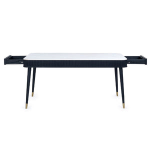 Louis Fluted Stone Top Dining Table With Drawers - Living with Luxury