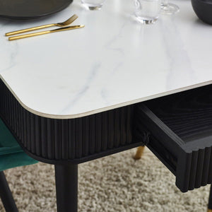 Louis Fluted Stone Top Dining Table With Drawers - Living with Luxury
