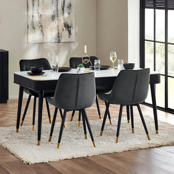 Louis Fluted Extending Dining Table - Black - Living with Luxury