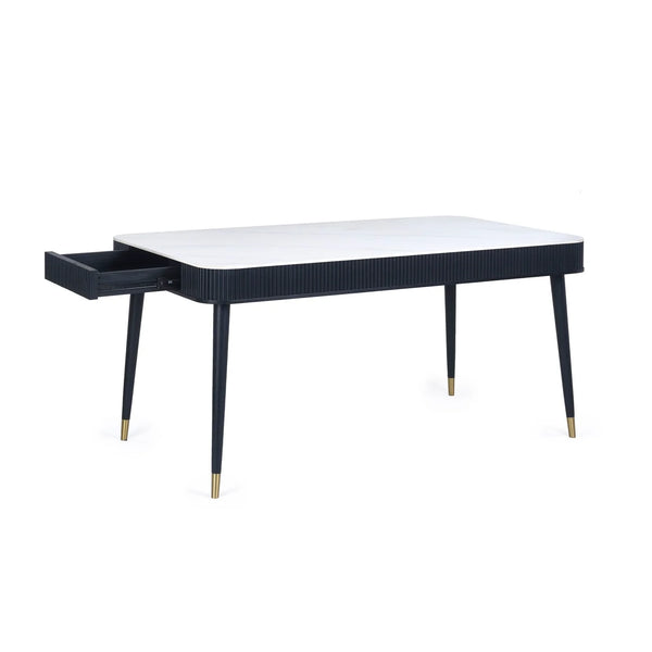 Louis Fluted Extending Dining Table - Black - Living with Luxury
