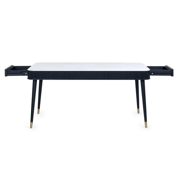 Louis Fluted Extending Dining Table - Black - Living with Luxury
