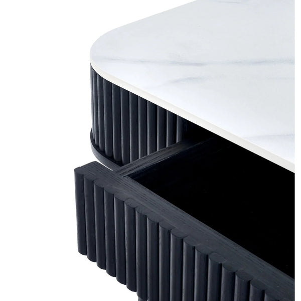 Louis Fluted Extending Dining Table - Black - Living with Luxury