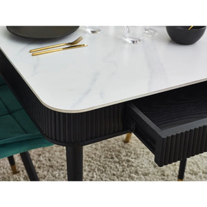 Louis Fluted Extending Dining Table - Black - Living with Luxury