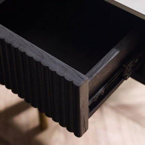 Louis Black Fluted Stone Top Lamp Table With Drawer - Living with Luxury
