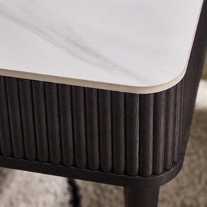 Louis Black Fluted Stone Top Coffee Table With 2 Drawers - Living with Luxury
