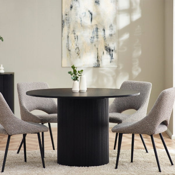 Louis Black Fluted Round Dining Table - Living with Luxury