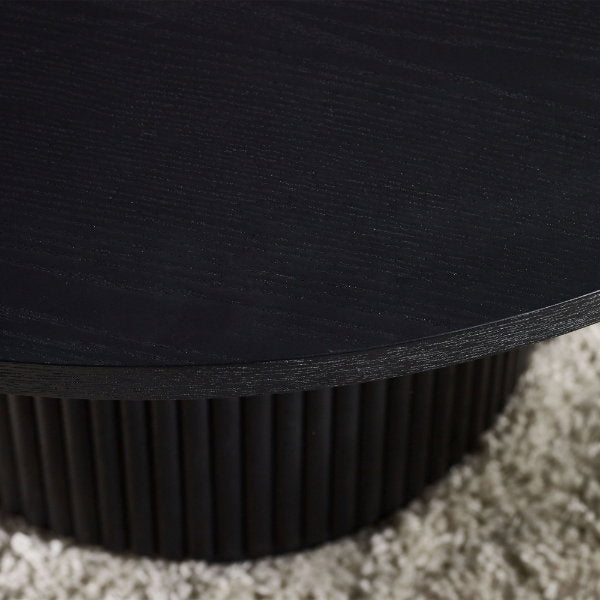 Louis Black Fluted Round Coffee Table - Living with Luxury
