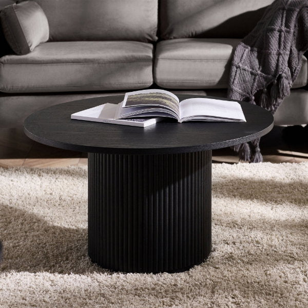 Louis Black Fluted Round Coffee Table - Living with Luxury