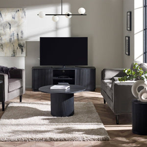 Louis Black Fluted Round Coffee Table - Living with Luxury