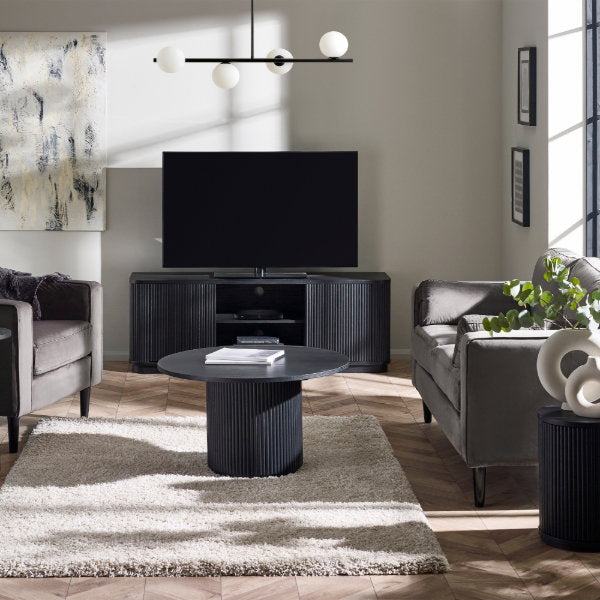 Louis Black Fluted Round Coffee Table - Living with Luxury