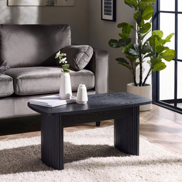 Louis Black Fluted Compact Coffee Table - Living with Luxury