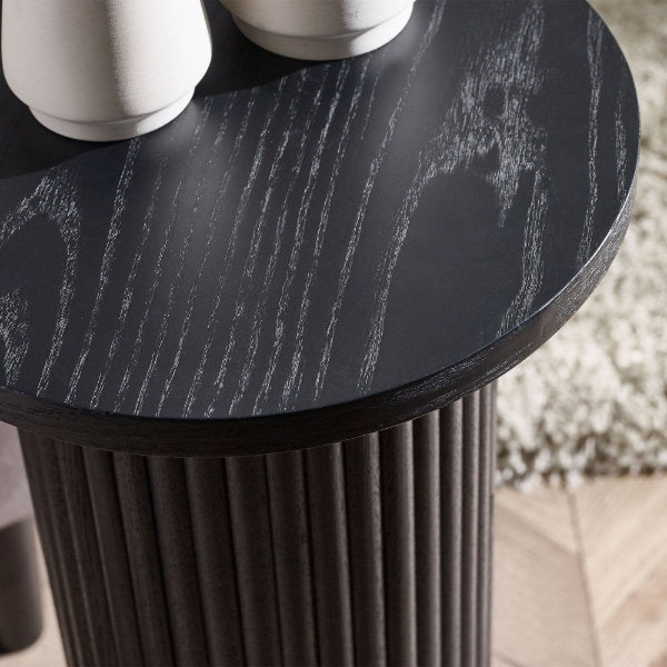 Louis Black Fluted Drinks Table - Living with Luxury