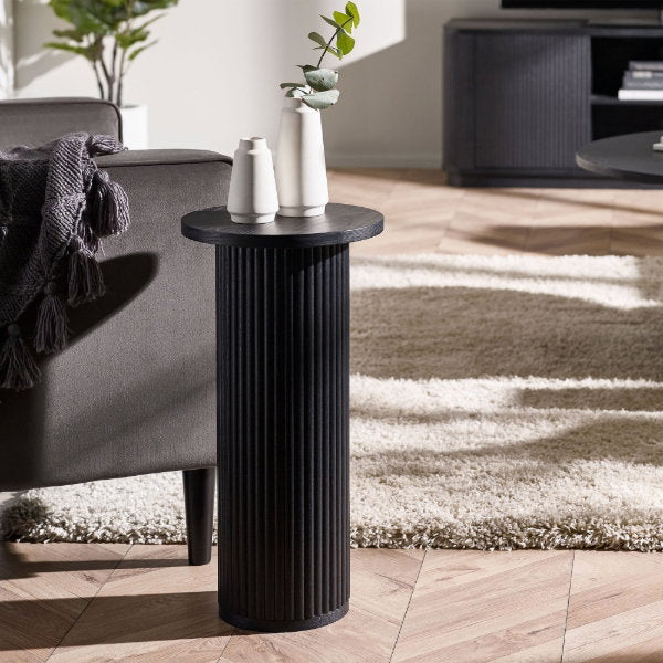 Louis Black Fluted Drinks Table - Living with Luxury