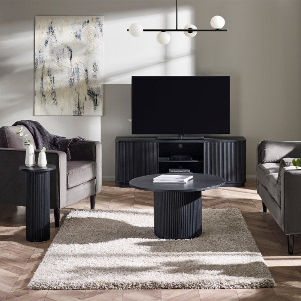 Louis Black Fluted Tv Unit - Living with Luxury