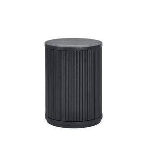 Louis Black Fluted Side Table With Door - Living with Luxury