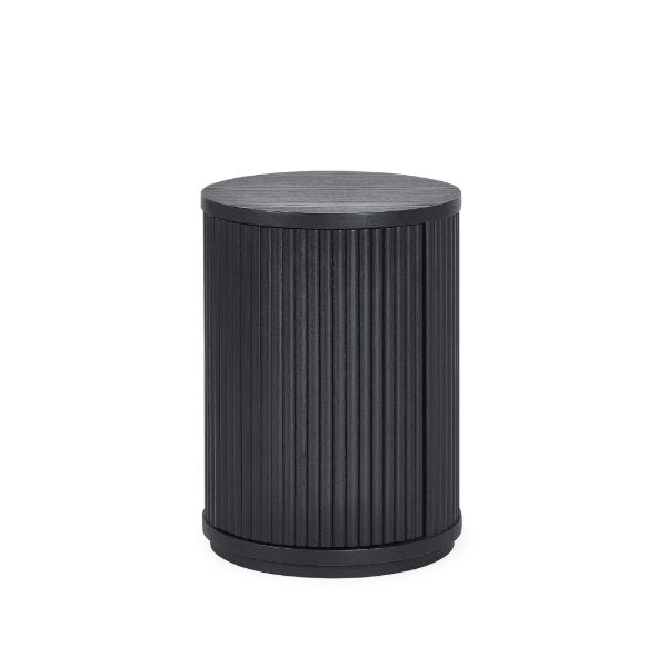 Louis Black Fluted Side Table With Door - Living with Luxury