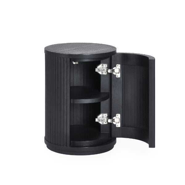 Louis Black Fluted Side Table With Door - Living with Luxury