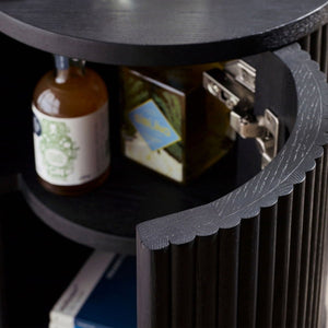 Louis Black Fluted Side Table With Door - Living with Luxury