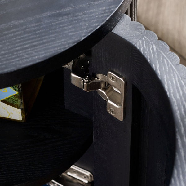 Louis Black Fluted Side Table With Door - Living with Luxury