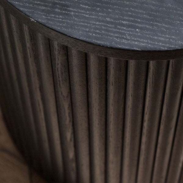 Louis Black Fluted Side Table With Door - Living with Luxury