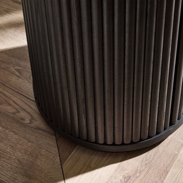 Louis Black Fluted Side Table With Door - Living with Luxury