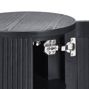 Louis Black Fluted Side Table With Door - Living with Luxury