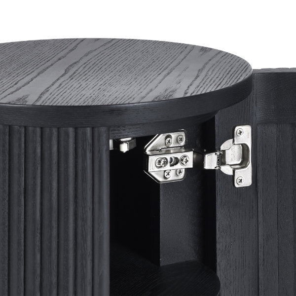 Louis Black Fluted Side Table With Door - Living with Luxury