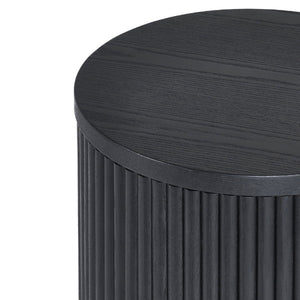 Louis Black Fluted Side Table With Door - Living with Luxury