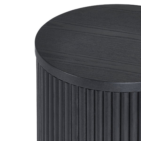 Louis Black Fluted Side Table With Door - Living with Luxury