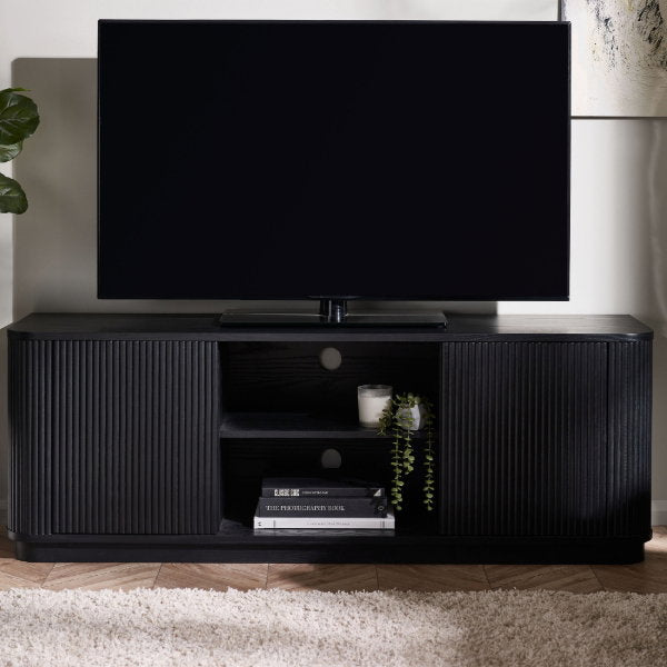 Louis Black Fluted Tv Unit - Living with Luxury
