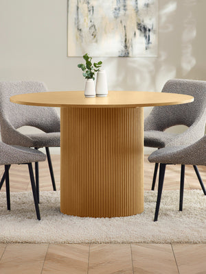 Louis Light Oak Fluted 120cm Round Dining Table - Living with Luxury